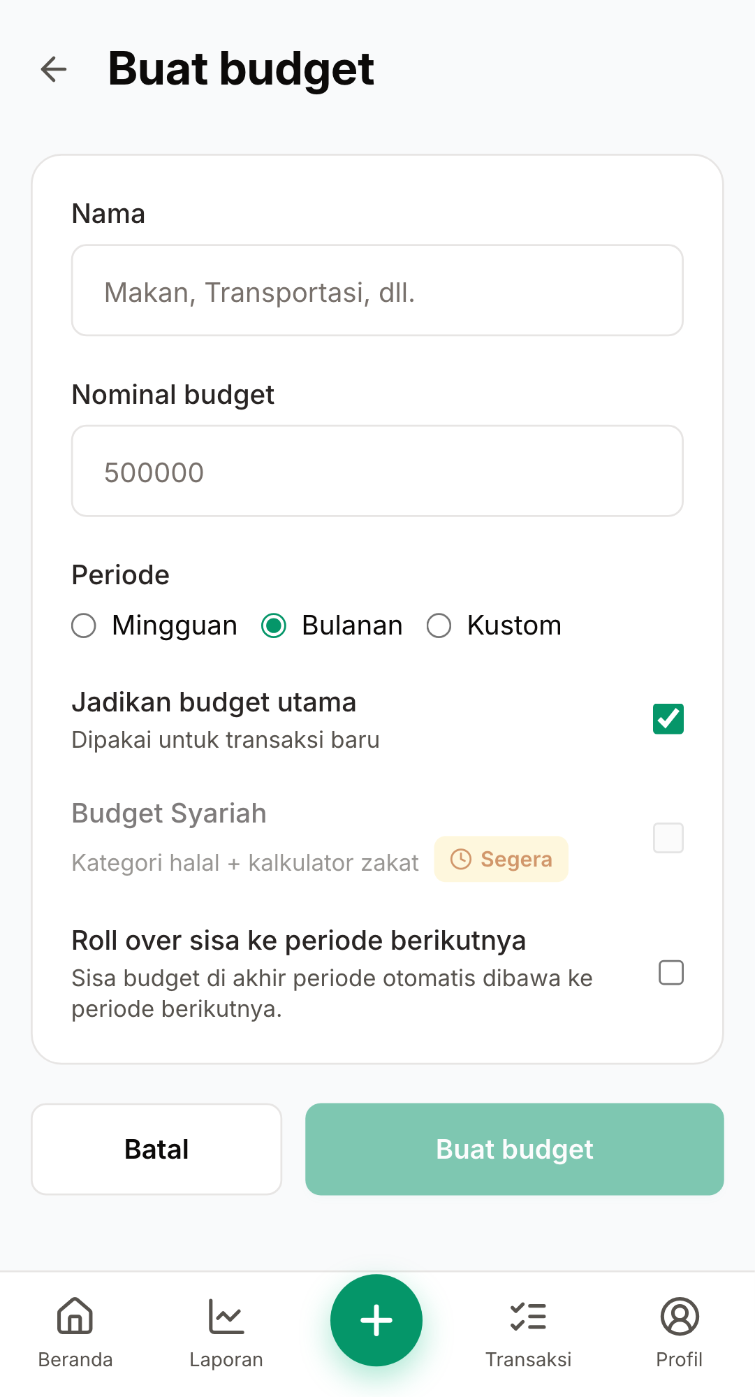 Screenshot: /budgets/new