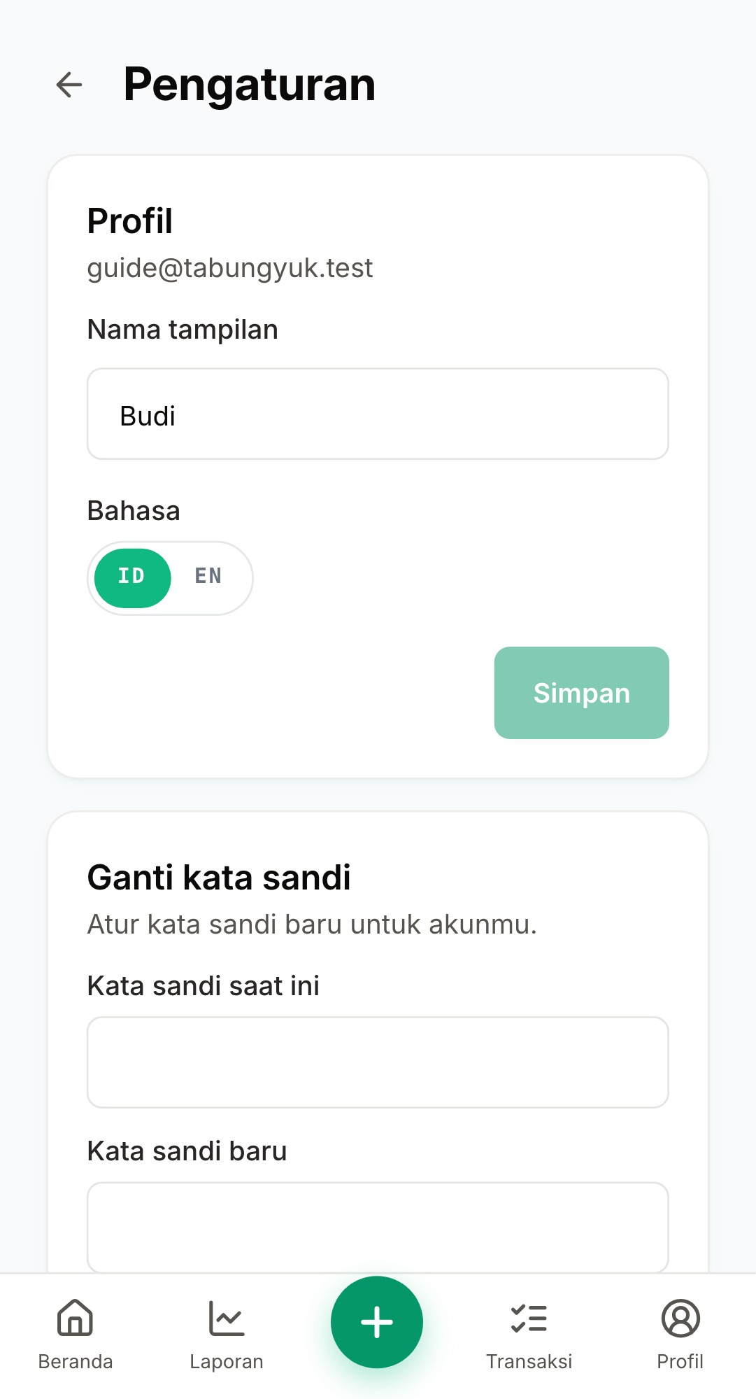 Screenshot: /settings · PIN bot